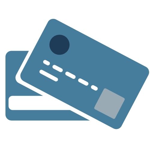 Blue and gray credit card graphic