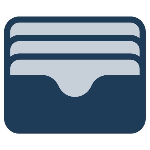Blue and gray wallet graphic